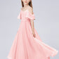 Off Shoulder Ruffled Chiffon Junior Bridesmaid Dress