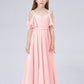 Off Shoulder Ruffled Chiffon Junior Bridesmaid Dress