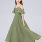 Off Shoulder Ruffled Chiffon Junior Bridesmaid Dress