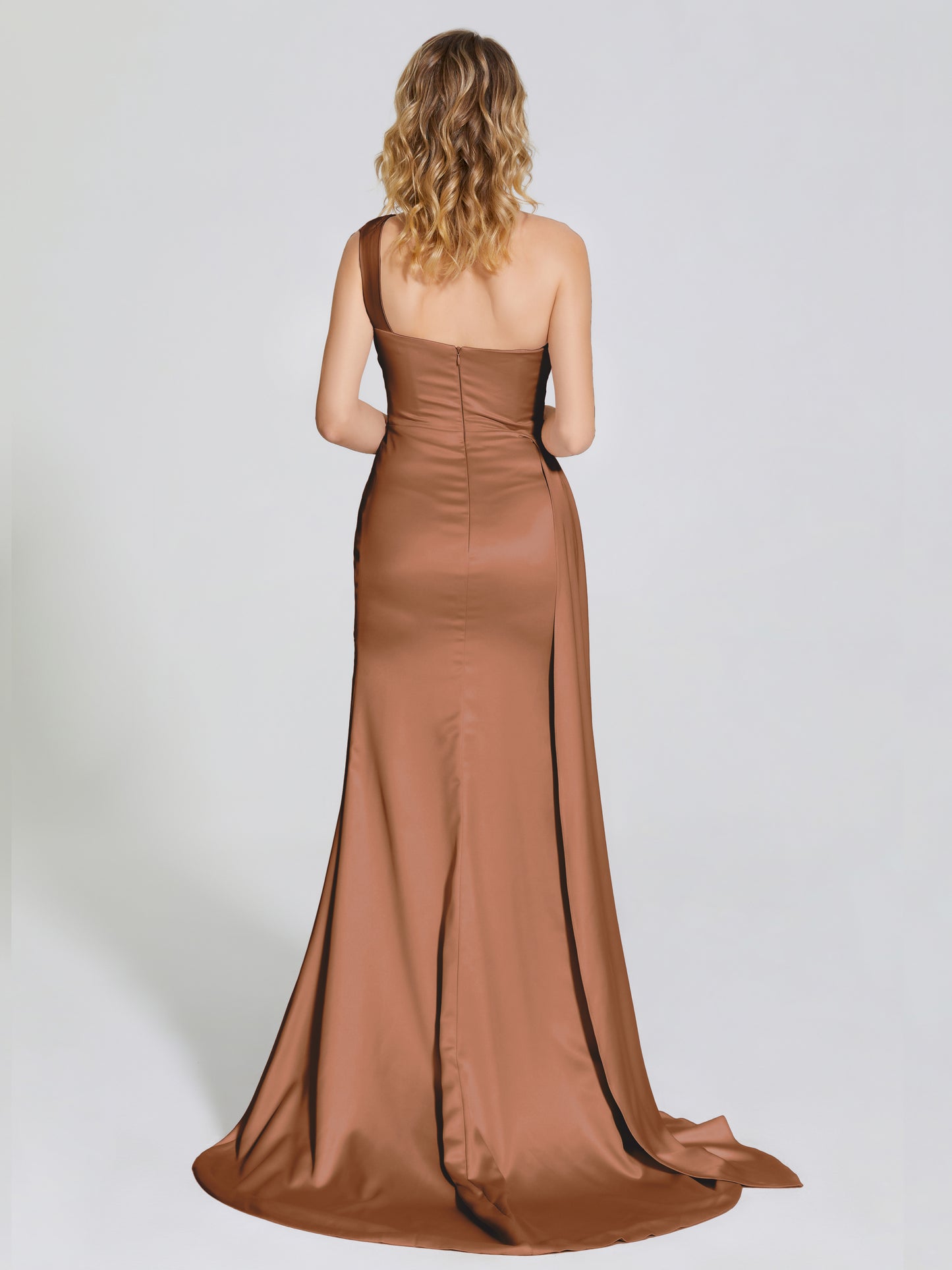 Emersyn One-Shoulder Soft Satin Bridesmaid Dress With Cutout