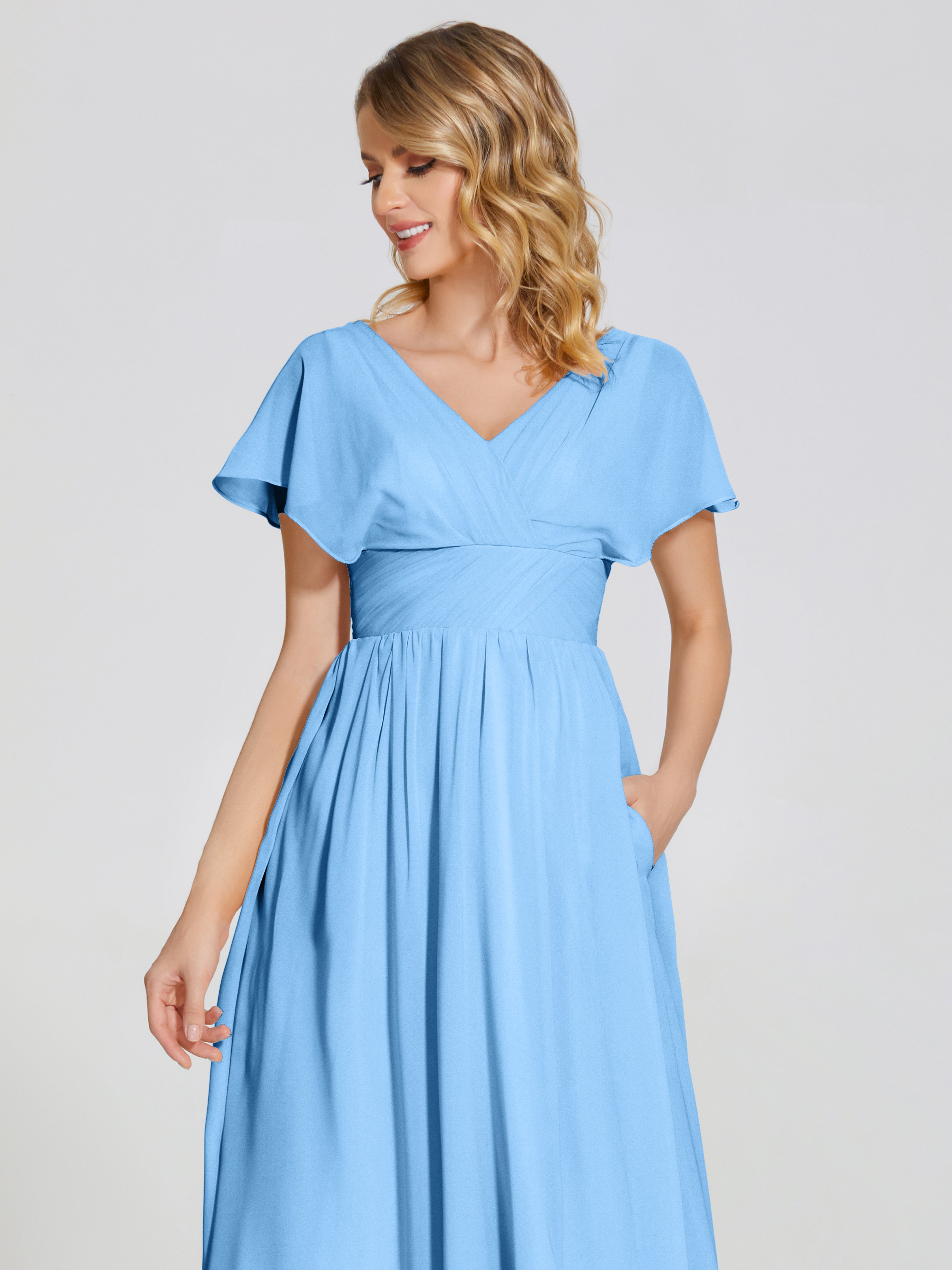 Malia Sleeves Bridesmaid Dress With Empire Waist