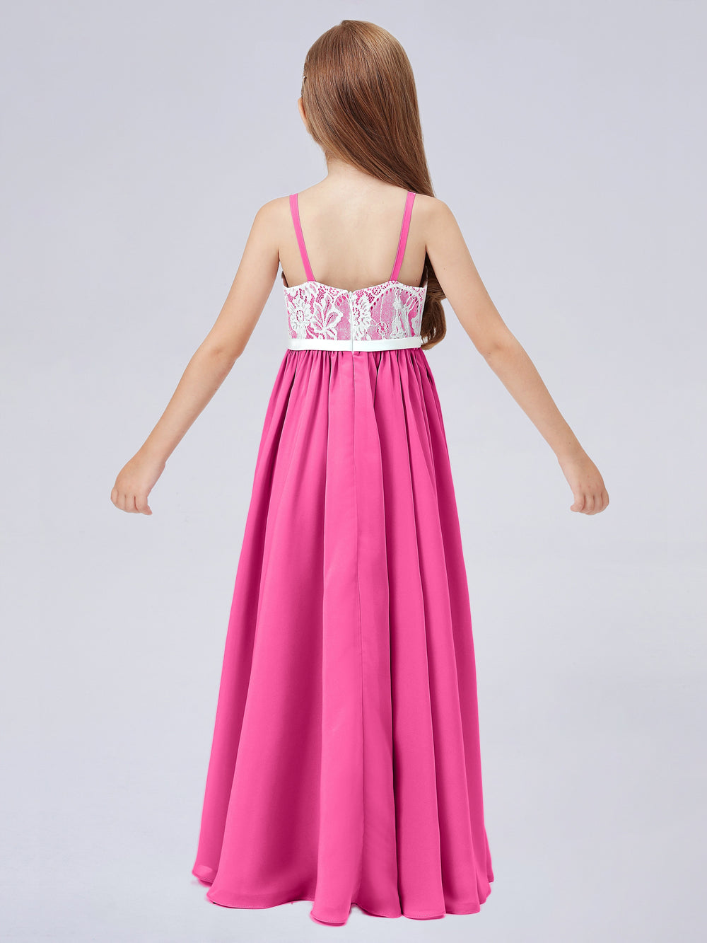 Spaghetti Straps Knee-Length Junior Bridesmaid Dresses Lime Green