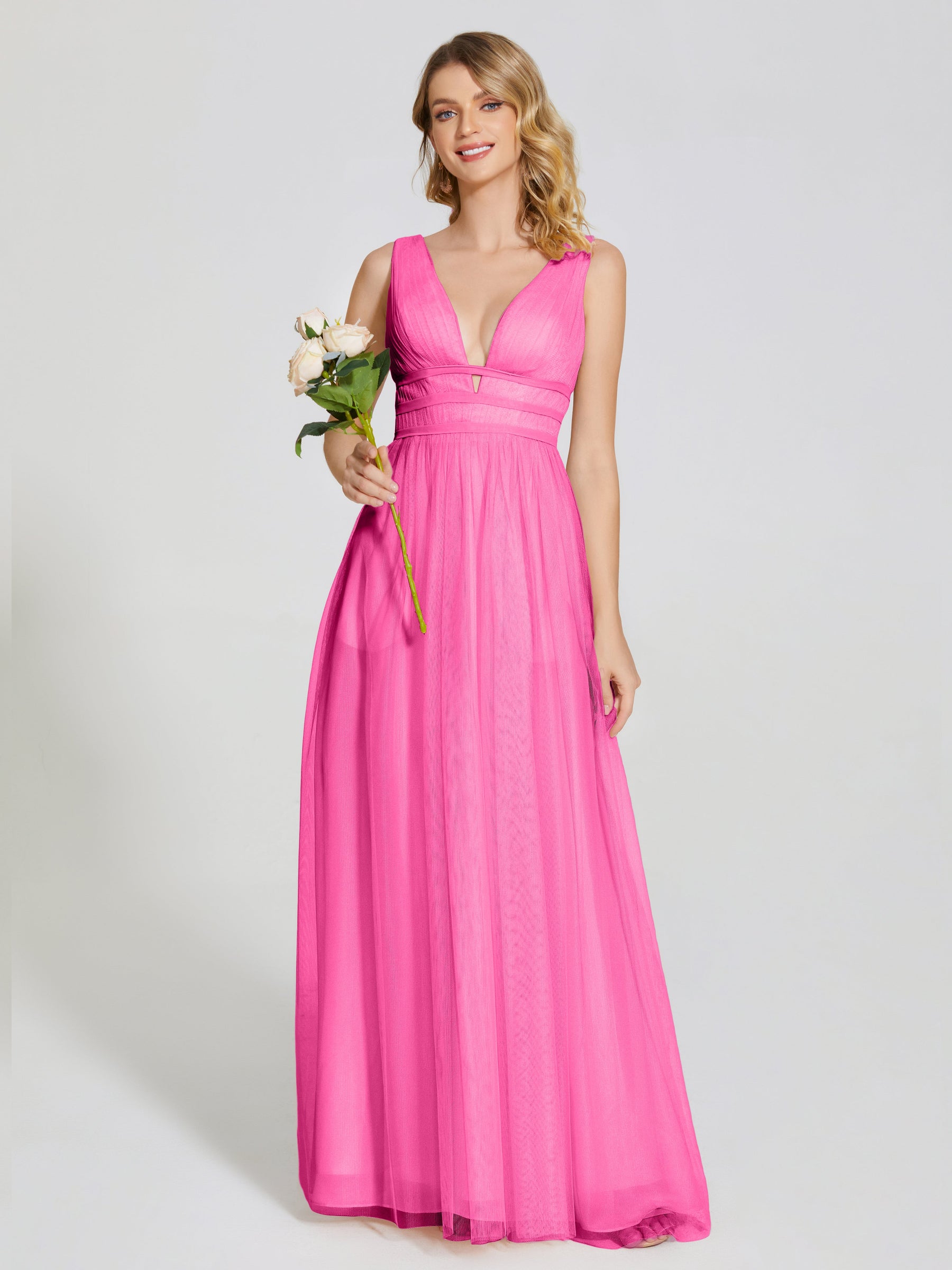 Empire Sleeveless Bridesmaid Gown with Bowknot Azalea main image 1