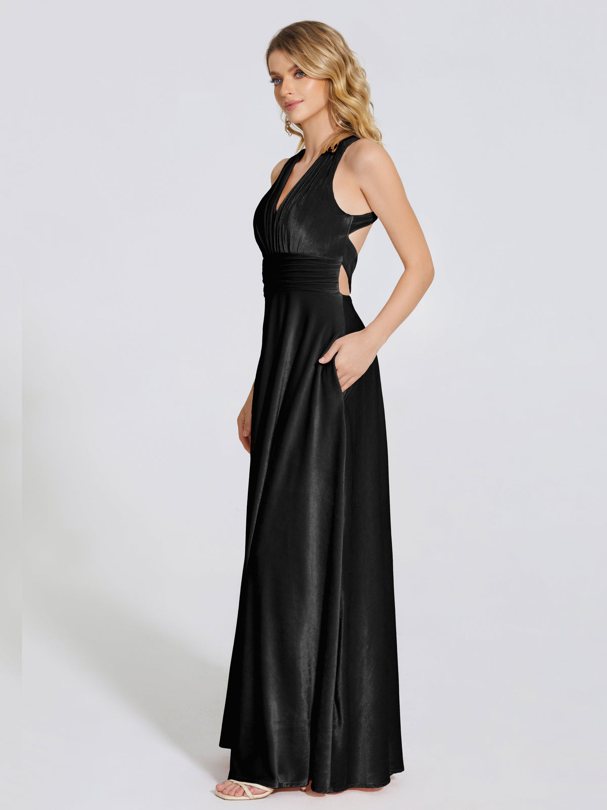 Empire Sleeveless Bridesmaid Gown with Bowknot Orchid