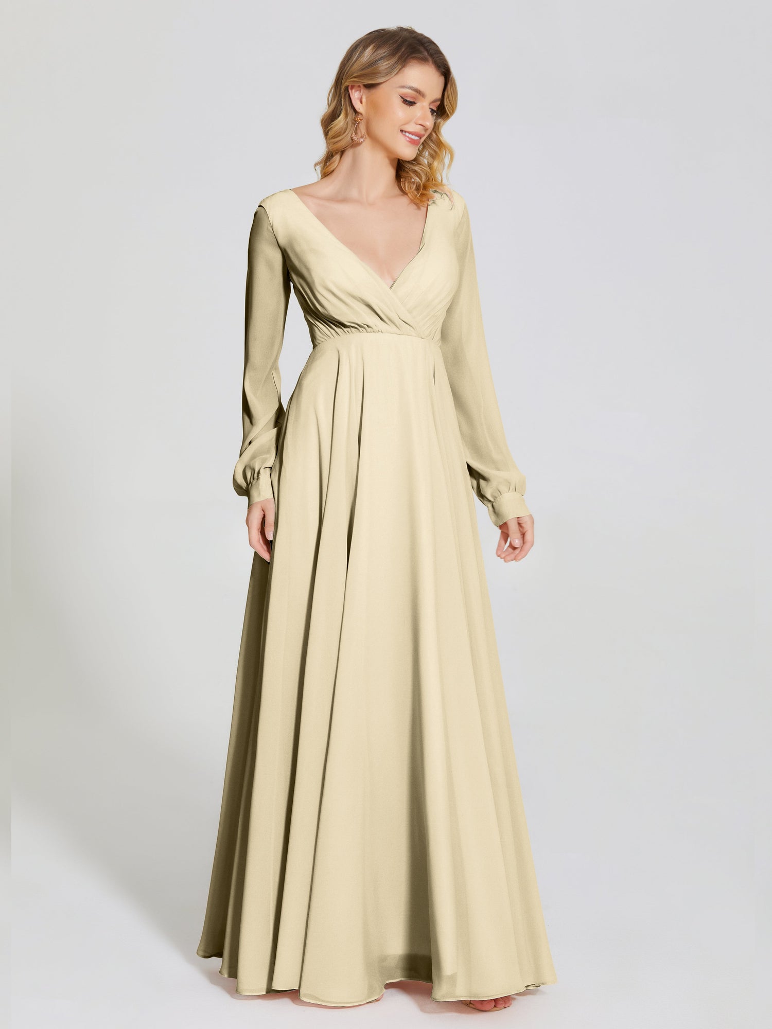 Long sleeve online chiffon bridesmaid dress