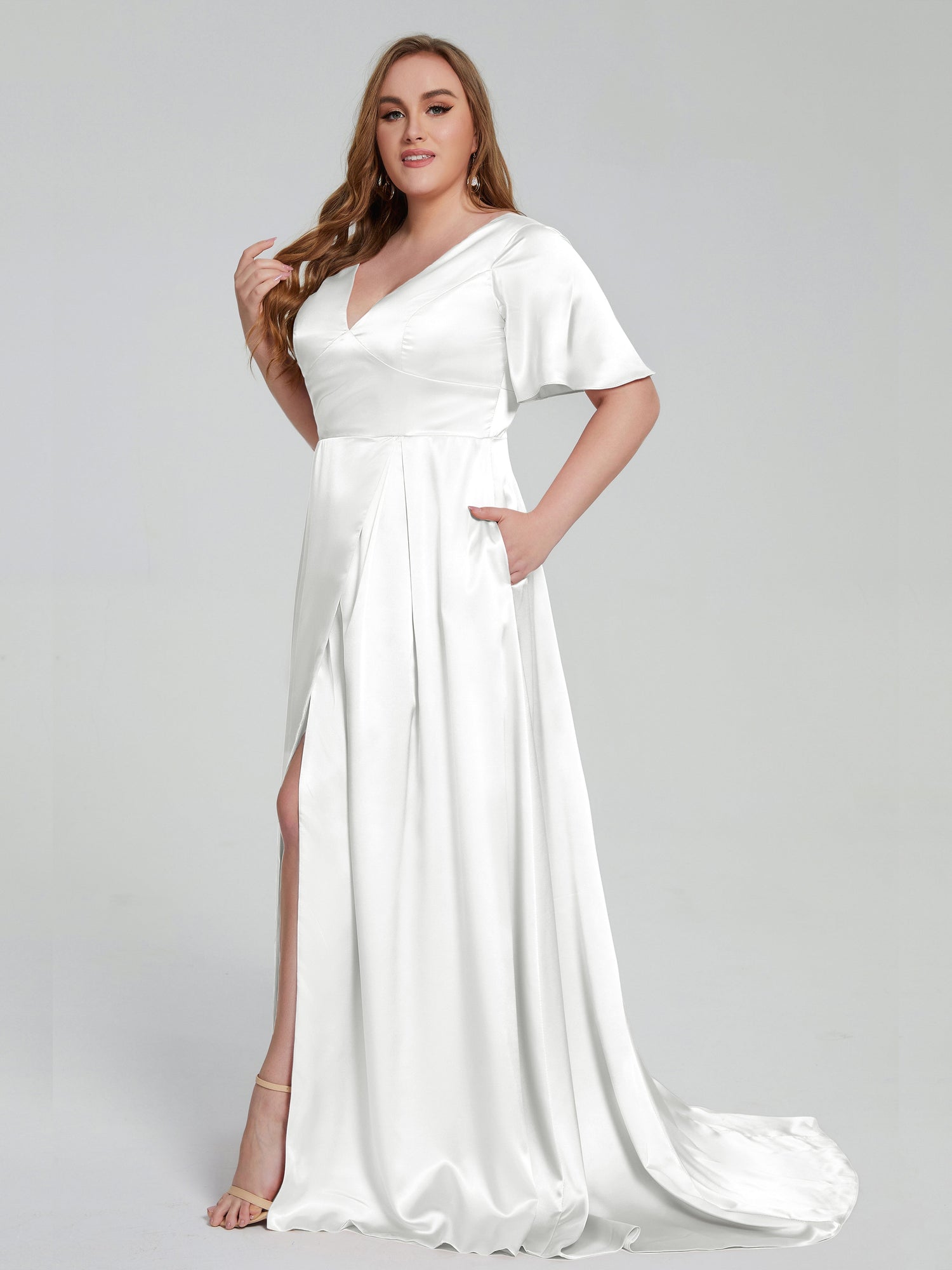 Plus size sales ivory bridesmaid dresses
